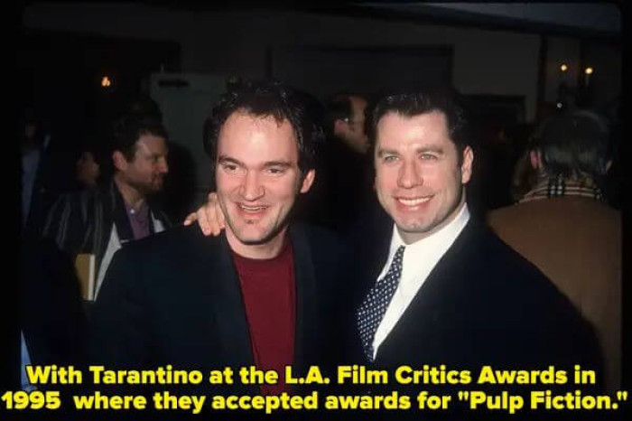 Travolta and Tarantino at the L.A. Film Critics Award, 1995