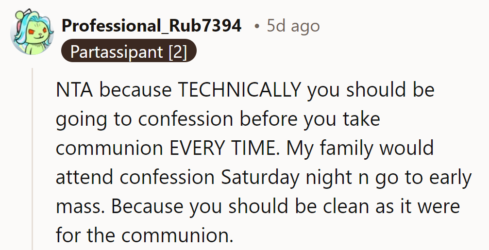 Can't have Communion without a clean slate.