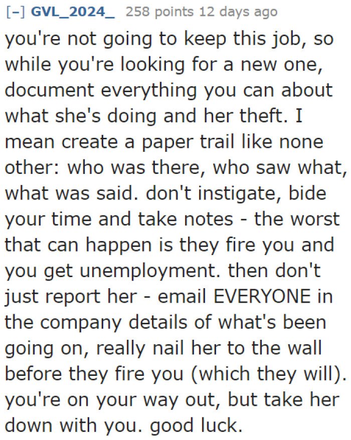 The OP won't stay in this job anyway. So if he wants to be petty, he might as well go all in.