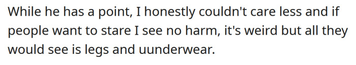 But the OP says she couldn't care less.