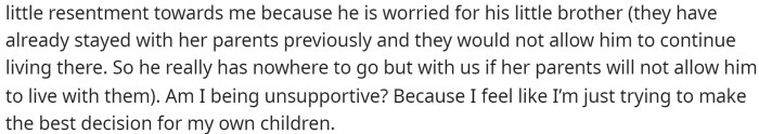 She wants to know if she's making the right decision or if she's considered the A**hole because of her choice.