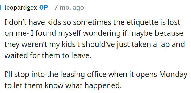 OP did respond to some comments, saying that she doesn't have kids, and this kind of mindset can be lost sometimes.