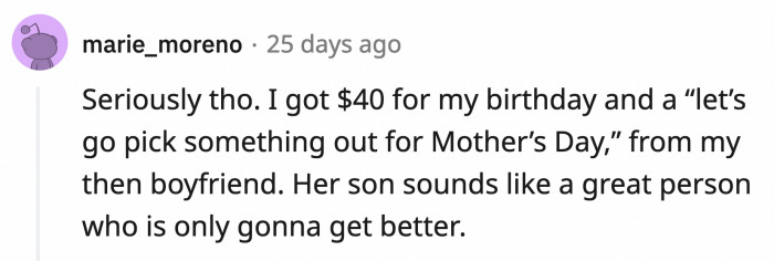 Chris sounds like an amazing son, and OP should focus on that