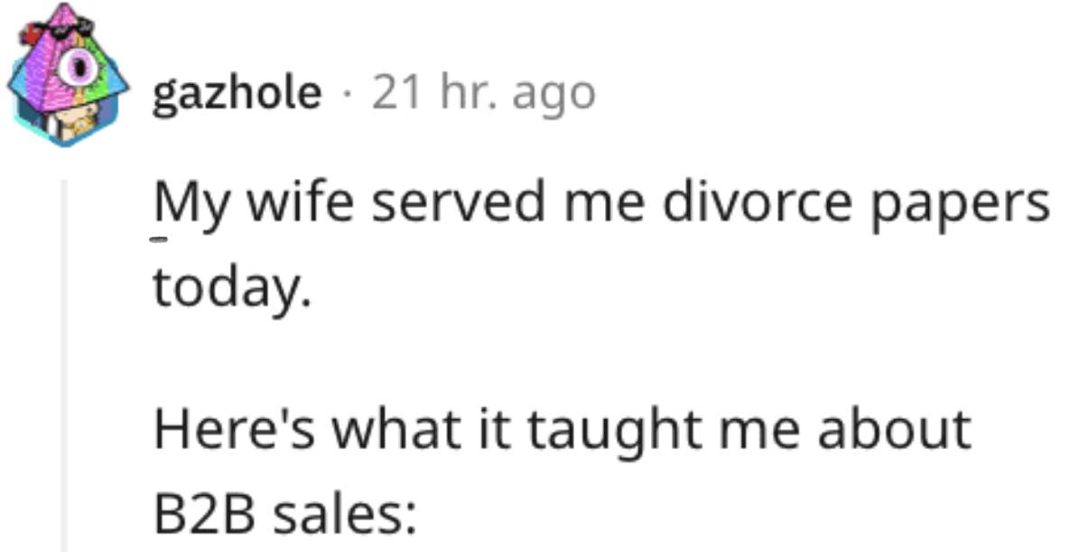 When business lessons come from the heartache department.