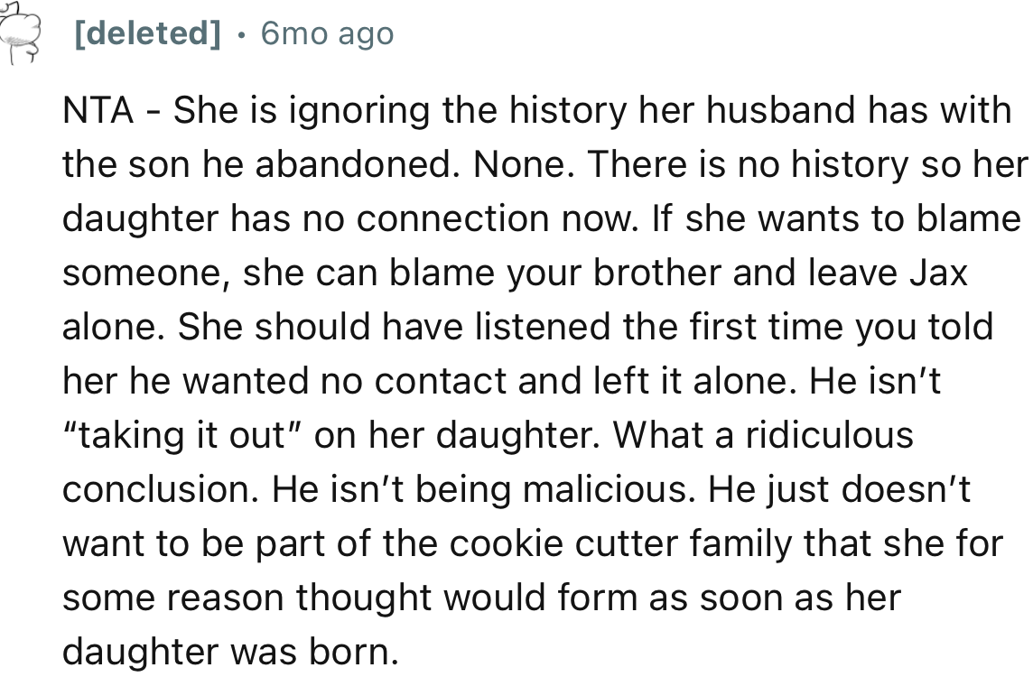 “NTA - She Is Ignoring the History Her Husband Has with the Son He Abandoned.”
