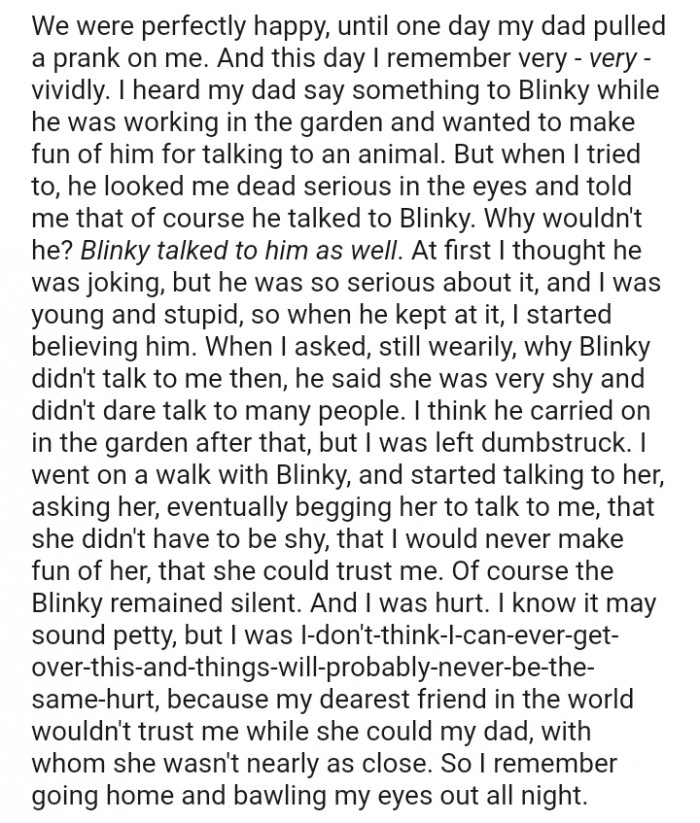 She was very shy and didn't dare talk to many people