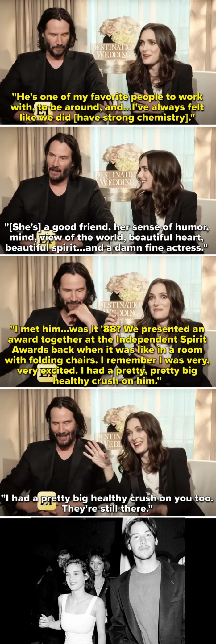 10. When Keanu Reeves and Winona Ryder could not stop saying what they love about each other, and they've been married since Dracula.