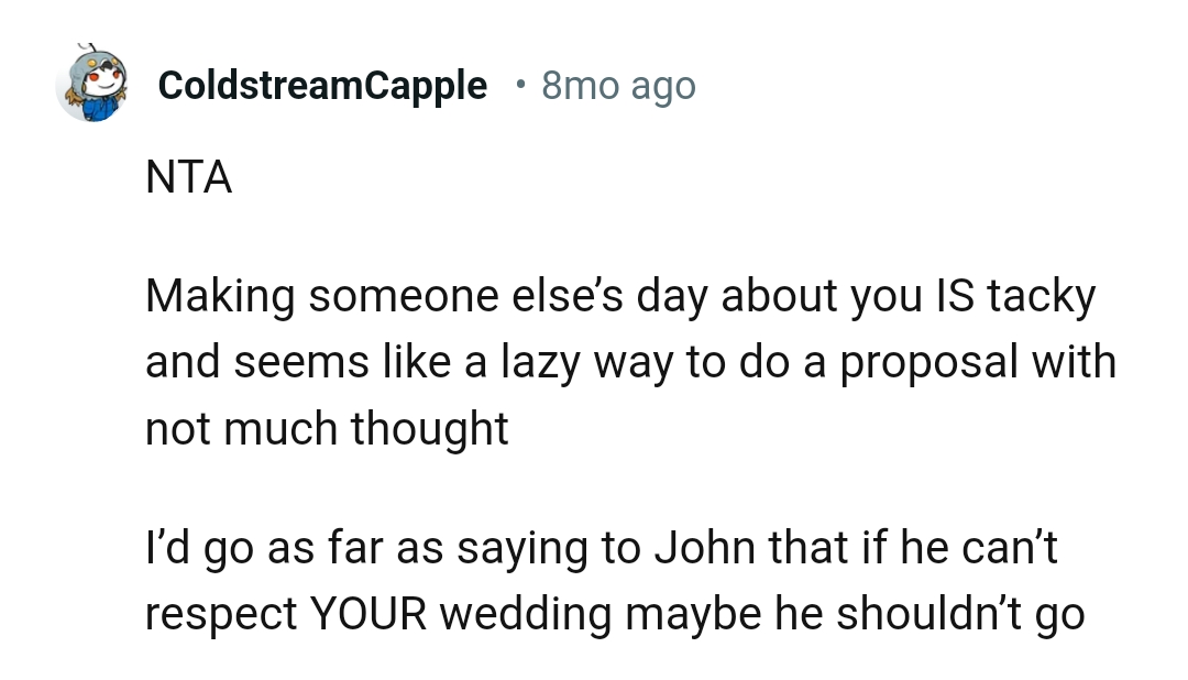 He shouldn't go if he can't respect OP's wedding.