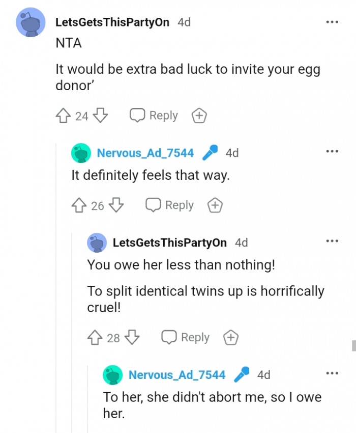 An extra bad luck to invite your egg donor