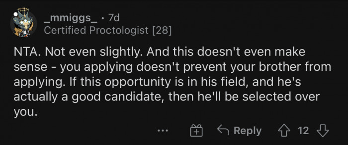 If the brother is a good candidate, he will get selected.