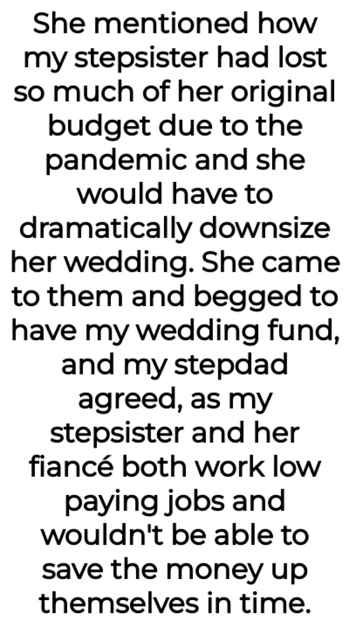She Begged Them to Have the OP's Wedding Funds