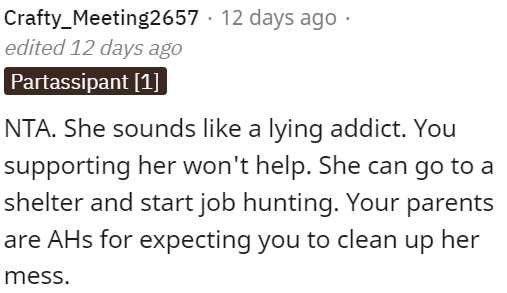 OP's parents are wrong to expect OP to fix her problems.