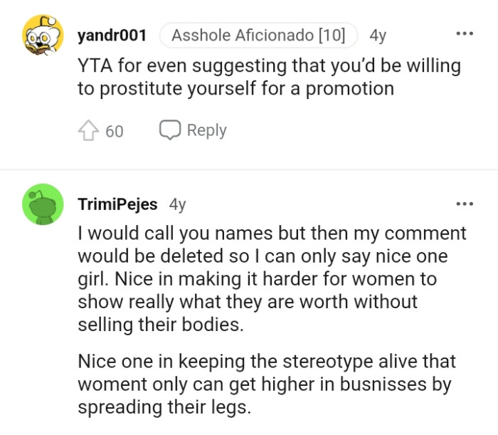 Nice for making it harder for women to show what they're worth