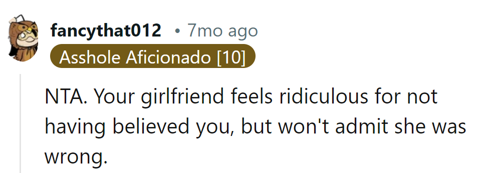 Her reluctance to admit her error speaks louder than any noise.