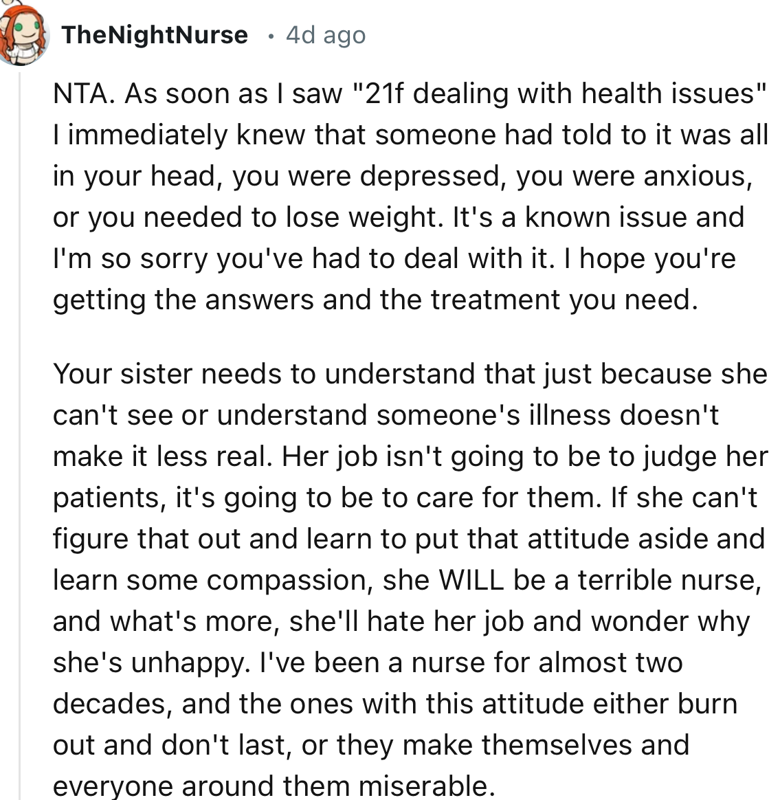 “Your Sister Needs to Understand That Just Because She Can't See or Understand Someone's Illness Doesn't Make It Less Real.”