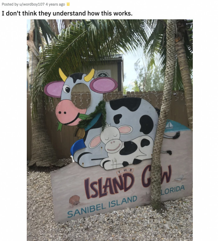 14. Either they made a crucial mistake, or this is the most terrifying cow-human hybrid in the restaurant world.