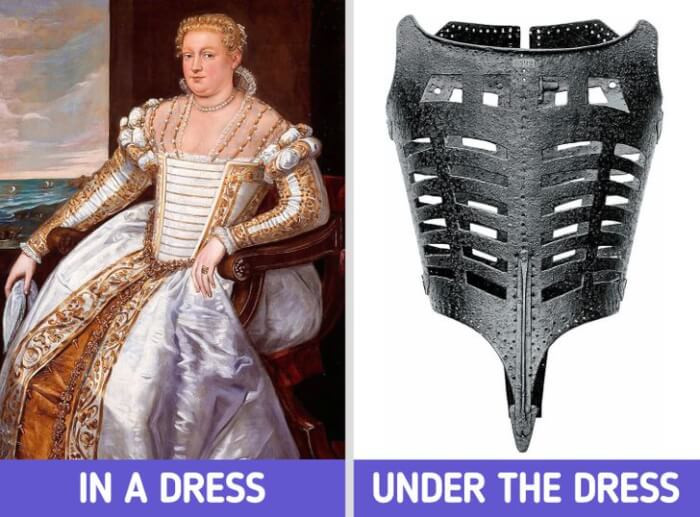 15. The truth is that in Venice during the 16th century, ladies, including courtesans, would wear metal corsets to conceal their underwear
