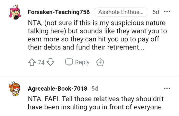 The relatives shouldn't have been insulting him in front of everyone