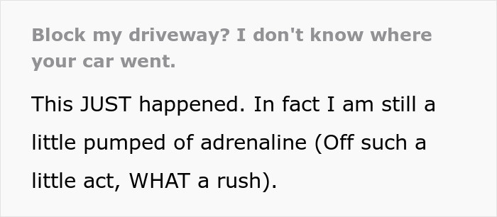 Redditor whose residence was close to a school recounted their actions when they noticed that a minivan was obstructing their driveway.
