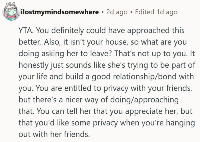 This one frames it as a mismatch of energy, where her bonding attempt and his blunt boundary collided, and a simple “I need some space” would have gone much further.