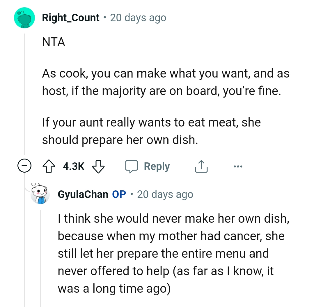 She Should Prepare Her Own Dish