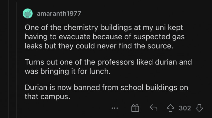 Durian is often mistaken for gas leaks.