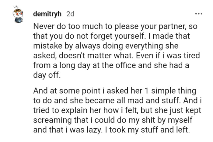 28. Doing too much just to please your partner