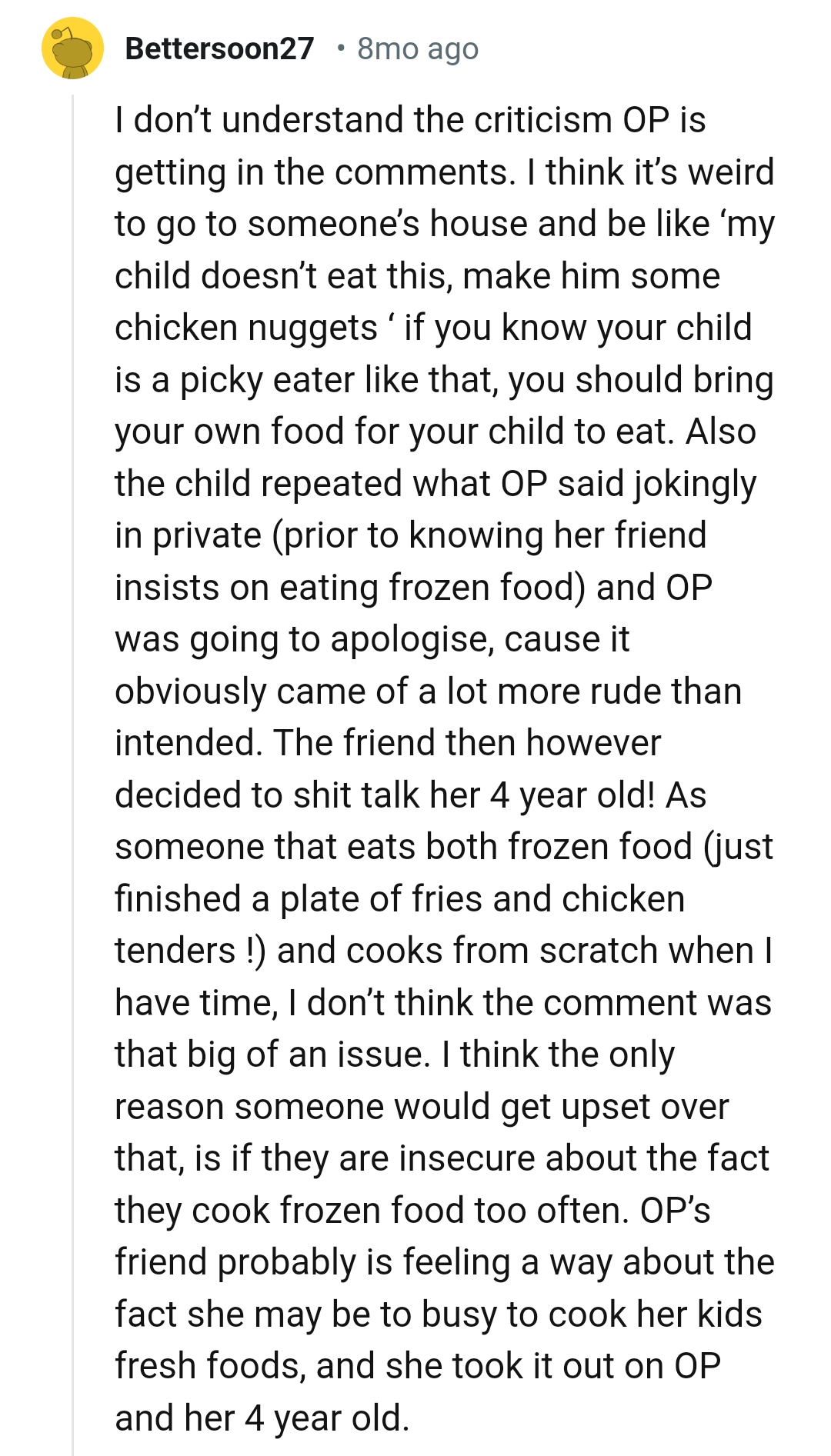 Bringing your own food