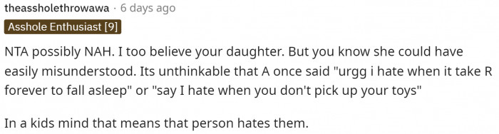 Some people even said that there was NAH at all, and even the aunt isn't necessarily in the wrong.