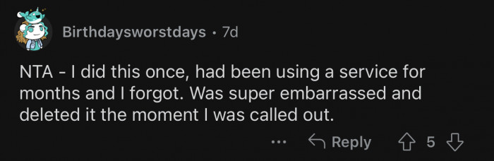 The appropriate reaction is embarrassment, not anger.