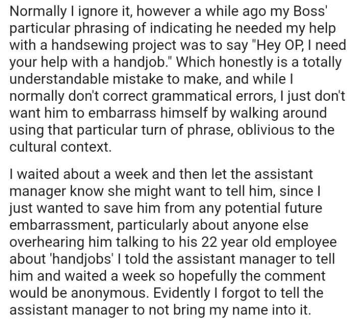 OP waited about a week and then let the assistant manager know she might want to tell him