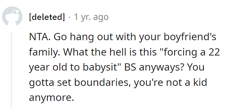 Adult boundaries—they're not kids anymore.