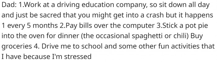 OP believes that their dad basically does nothing.