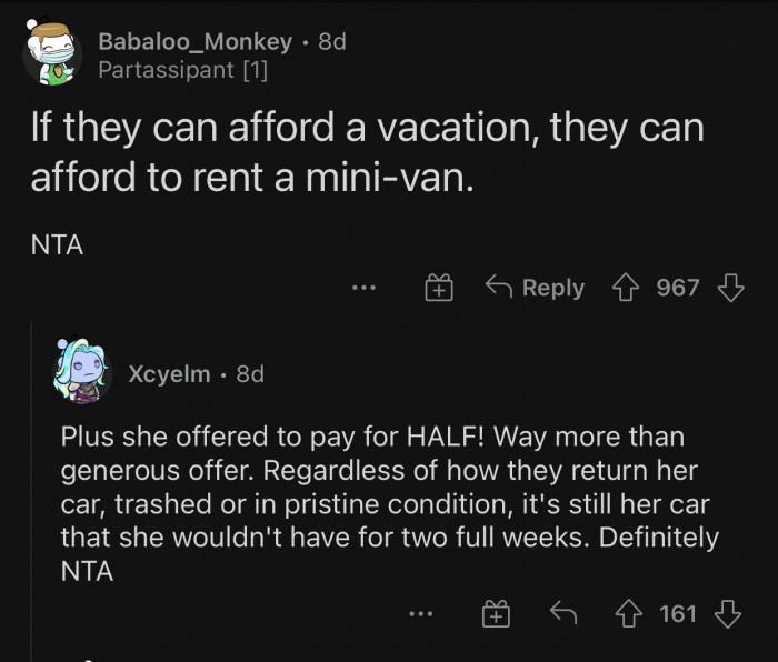 They denied OP's generous offer and are still trying to guilt-trip her.