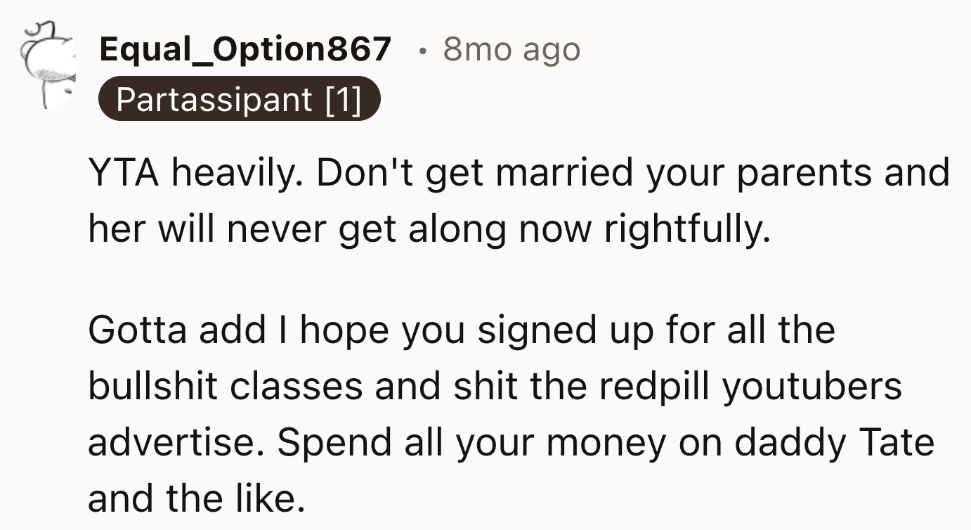 OP's Parents and His Fiancée Will Never Get Along