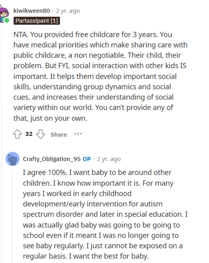 OP responded to this message and gave us a little insight into her thought process.