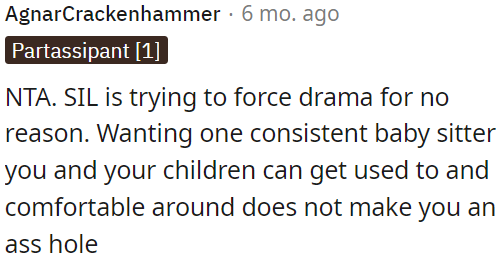 OP's sister-in-law is causing unnecessary drama.