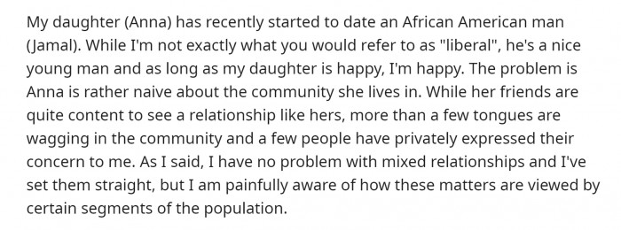 He explained that his daughter, Anna, is in a happy relationship with Jamal, who is African American.