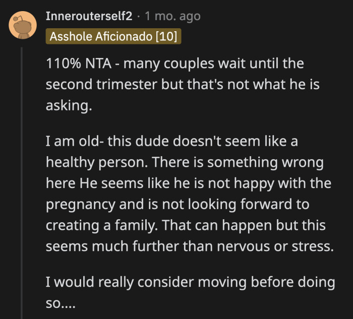 Reading OP's post made everyone so uneasy. It's really unnerving what he's trying to do to her.