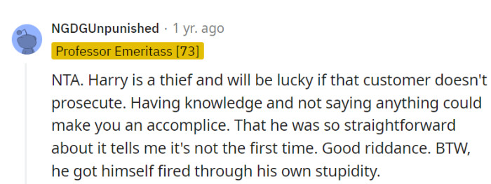 Harry's theft made him the star of a one-man show titled 