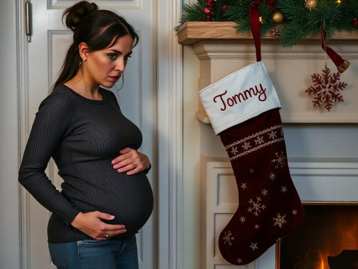 The OP noticed stockings hanging for all the children, including one labeled “Tommy,” which Monica said was meant for the unborn baby.