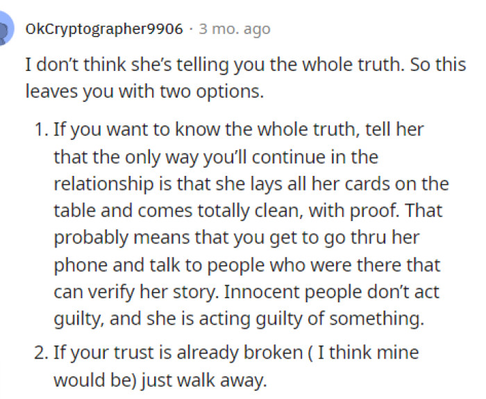 It certainly appears that OP has some decisions to make regarding whether he will continue the relationship.