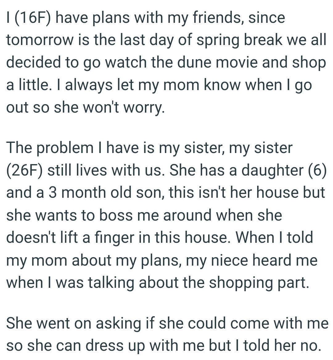 This isn't her house but she wants to boss the OP around