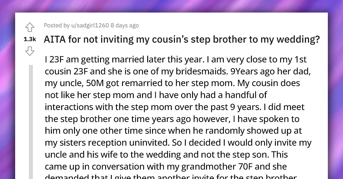 Bride-To-Be Excludes Family Member From Wedding, Faces Backlash From Grandma
