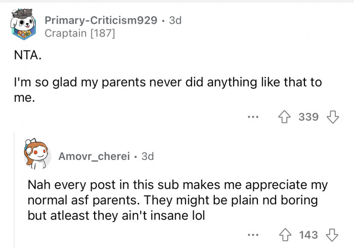 No parent should make their children go through something like this.