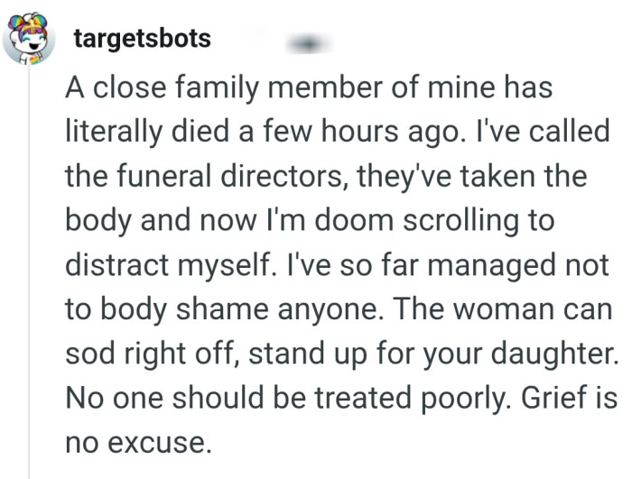The OP is right to stand up for her daughter