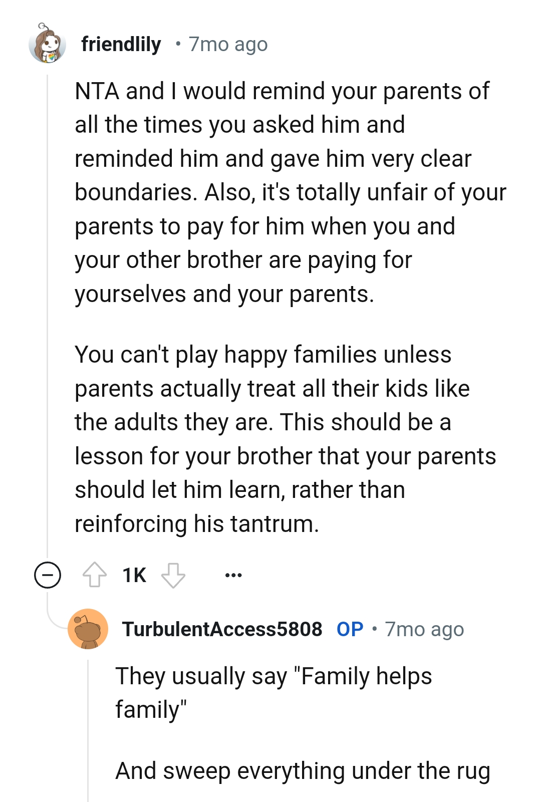 It's unfair of her parents