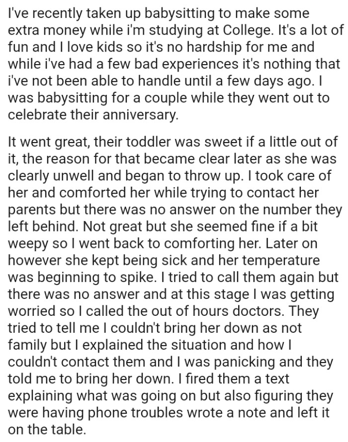 OP tried to call them again, but there was no answer, and at this stage, she was getting worried.