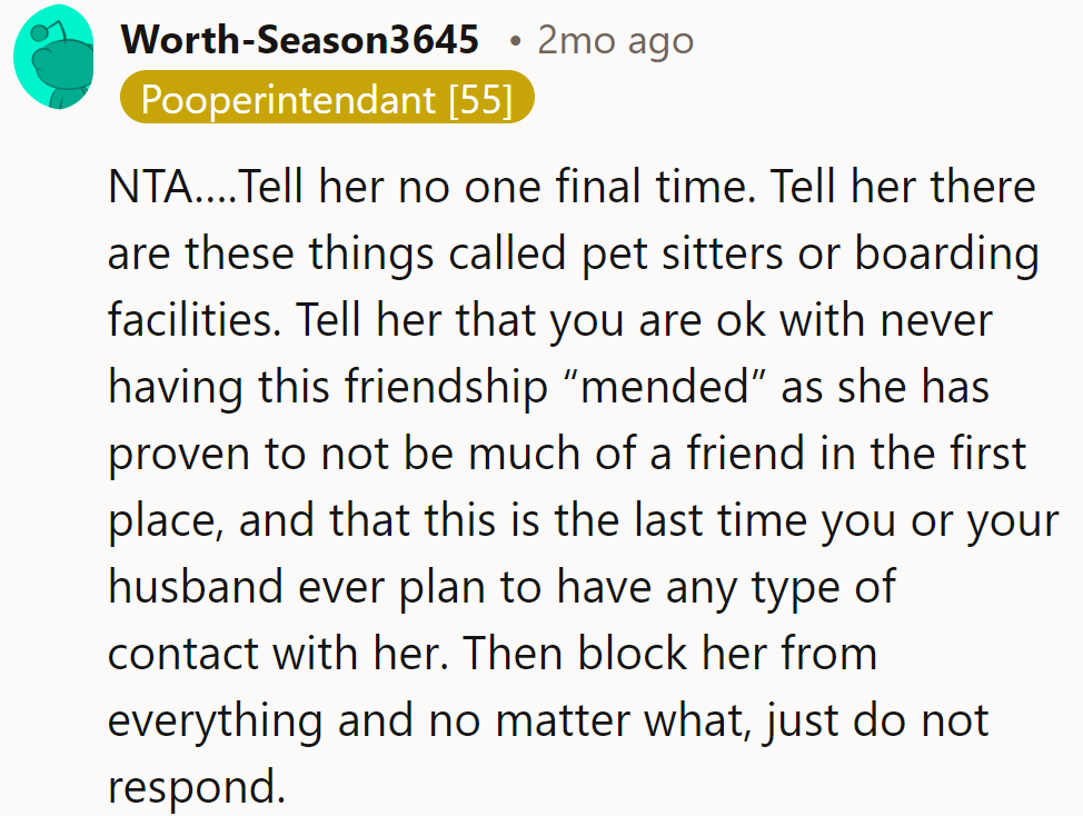 Final 'no' served. Pet sitters exist!