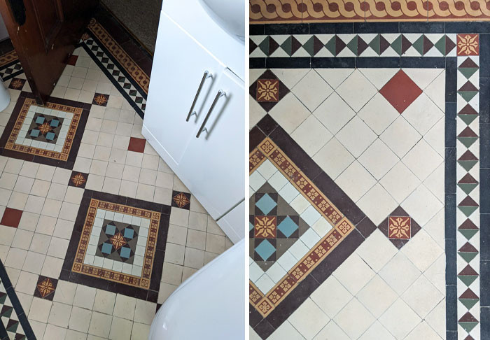 4. Original Edwardian tiles in the house where OP's great-grandmother worked as a housemaid in the 1880s